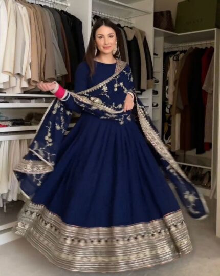 Adorable Chinon Silk With Sequence Work Gown Suit With Dupatta