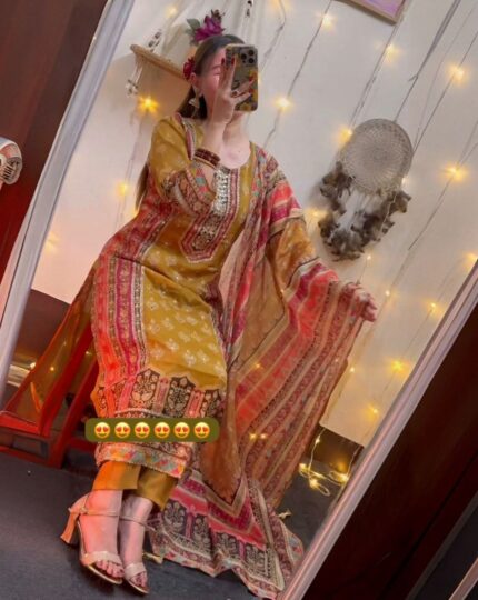 Adorable Maslin Silk With Digital Print Salwar Suit With Dupatta