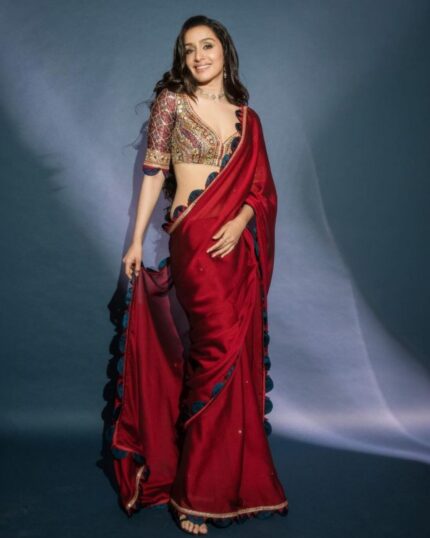 Adorable Red Blooming Rangoli Silk With Fancy Embroidery Work Saree