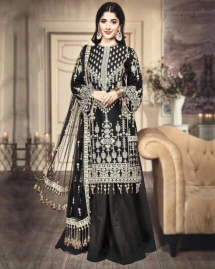 Alluring Black Pure Georgette Embroidery Work Pakistani Salwar Suit With Dupatta