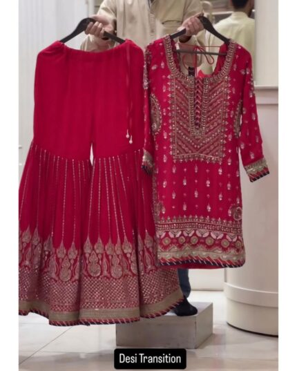 Alluring Georgette With Sequence Work Gharara Suit With Dupatta