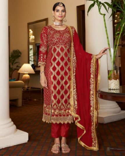 Alluring Heavy Georgette Embroidery Work Pakistani Salwar Suit With Dupatta