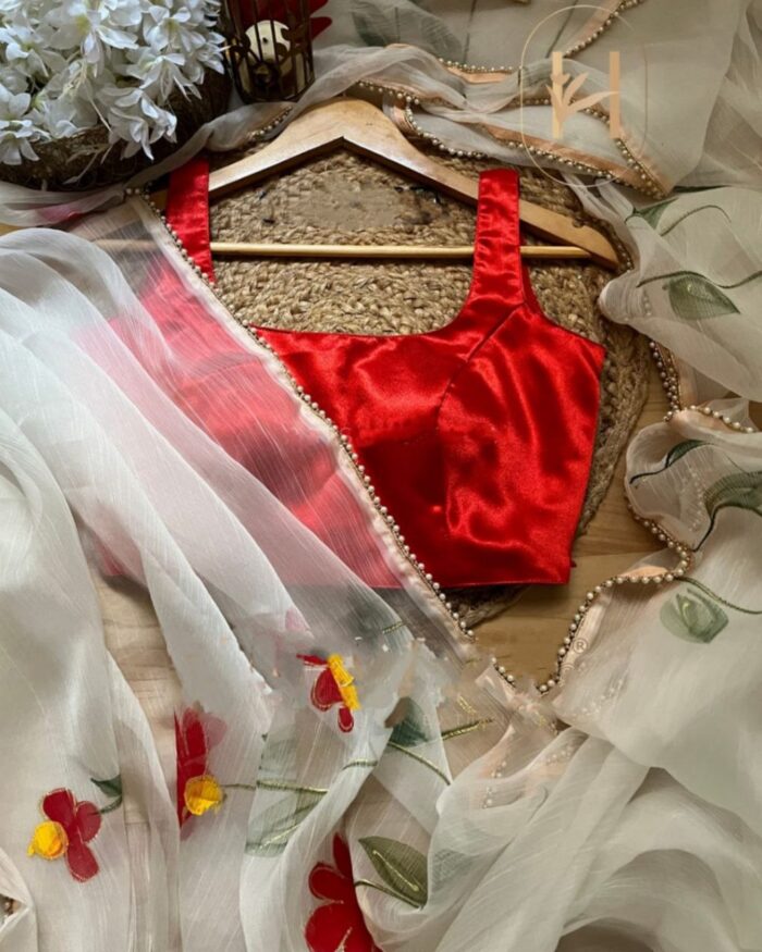 Alluring White Taby Silk With Digital Print Work Saree