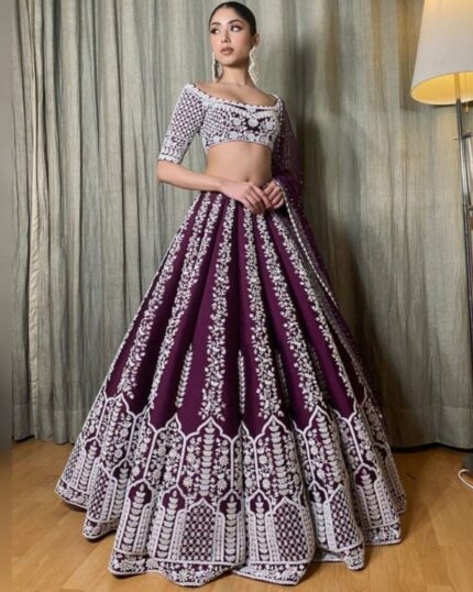 Alluring Wine Malbari Silk Cording Sequence Work Lehenga Choli