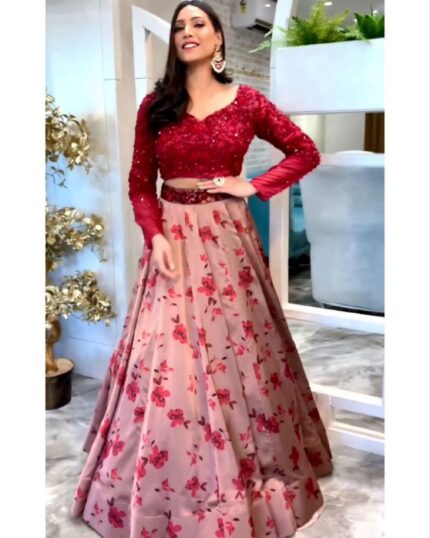 Attractive Pink Organza Dual Sequence Work Lehenga Choli