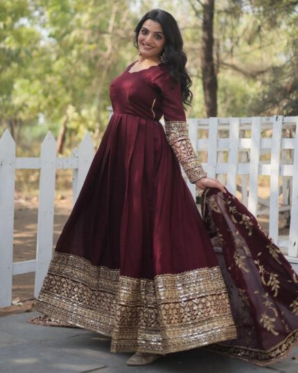 Beautiful Georgette With Sequence Anarkali Suit With Dupatta