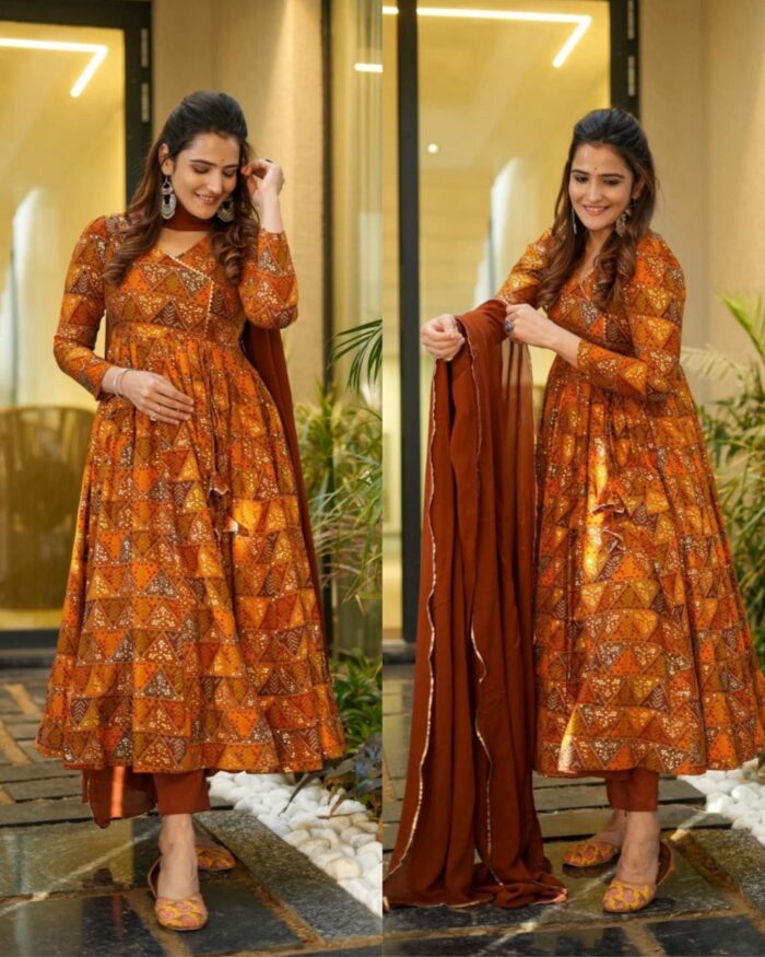 Beautiful Multi Chiffon Digital Print Anarkali Suit With Dupatta