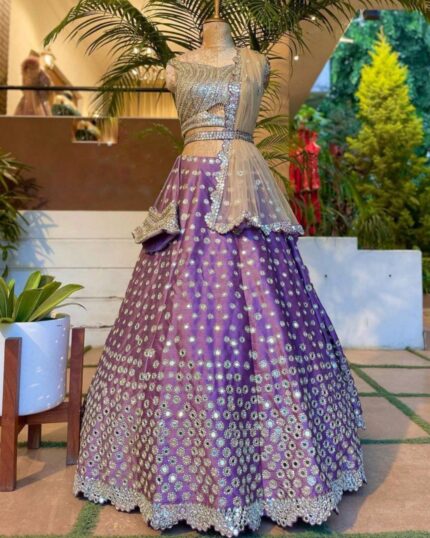 Beautiful Purple Phantom Silk Embroidery Work Lehenga Choli With Dupatta