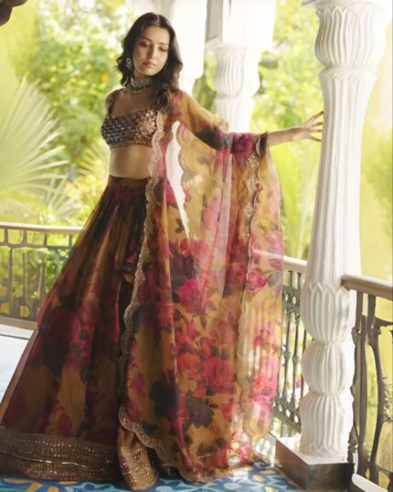Beautiful Taby Silk With Digital Print Lehenga Choli With Dupatta