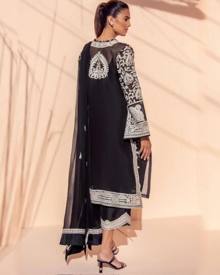 Casual Black Heavy Georgette Embroidery Work Pakistani Suit With Dupatta