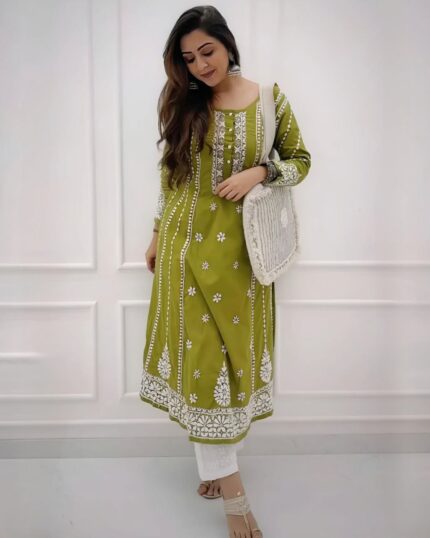 Casual Dhani Rayon Cotton Embroidery Work Palazzo Suit