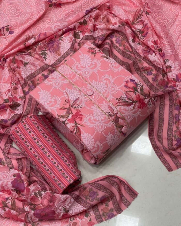 Casual Digital Print Work Chanderi Salwar Suit With Dupatta