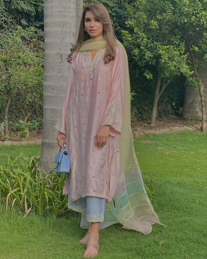 Casual Pink Heavy Parampara Silk Embroidery Work Pakistani Suit With Dupatta