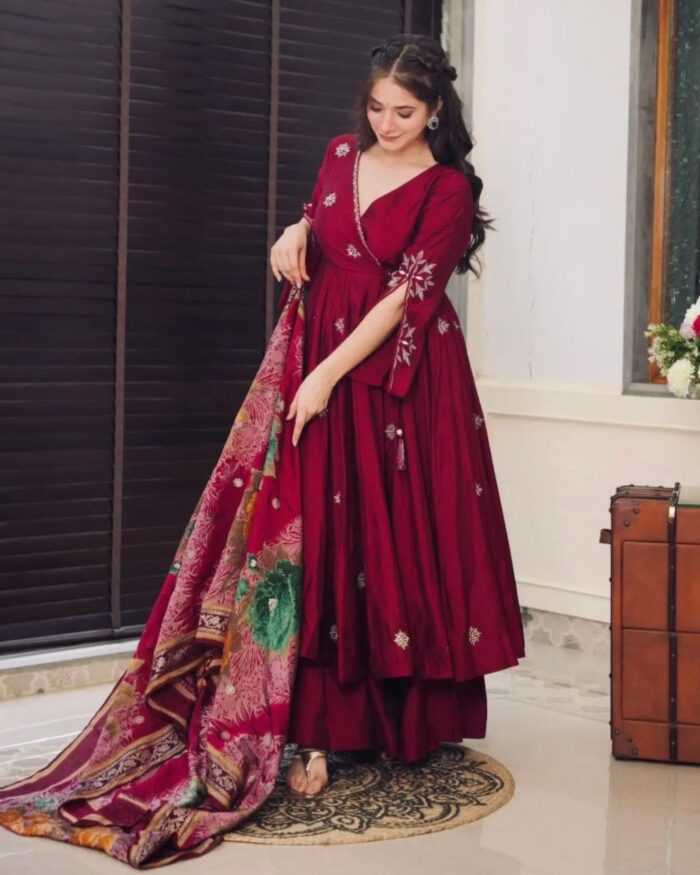 Chinon Silk With Sequence Work Anarkali Suit With Dupatta