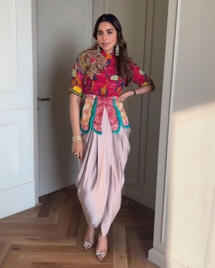 Designer Crepe Silk With Fancy Embroidery Work Party Wear Dhoti Suit