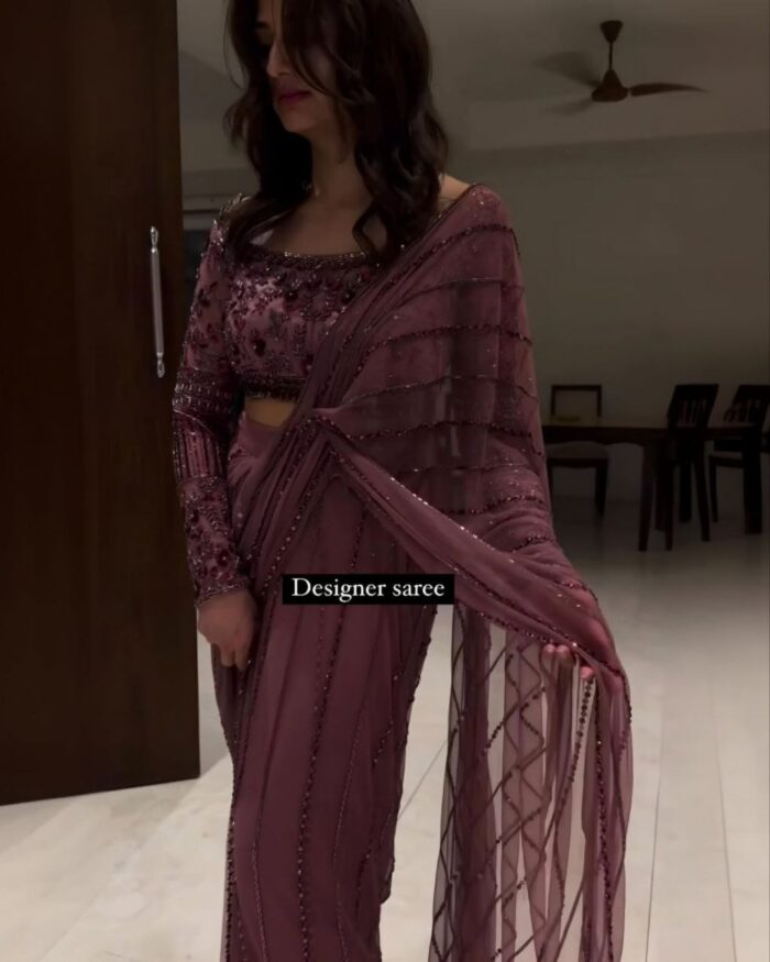 Designer Party Wear Soft Net Sequence Work Saree With Blouse