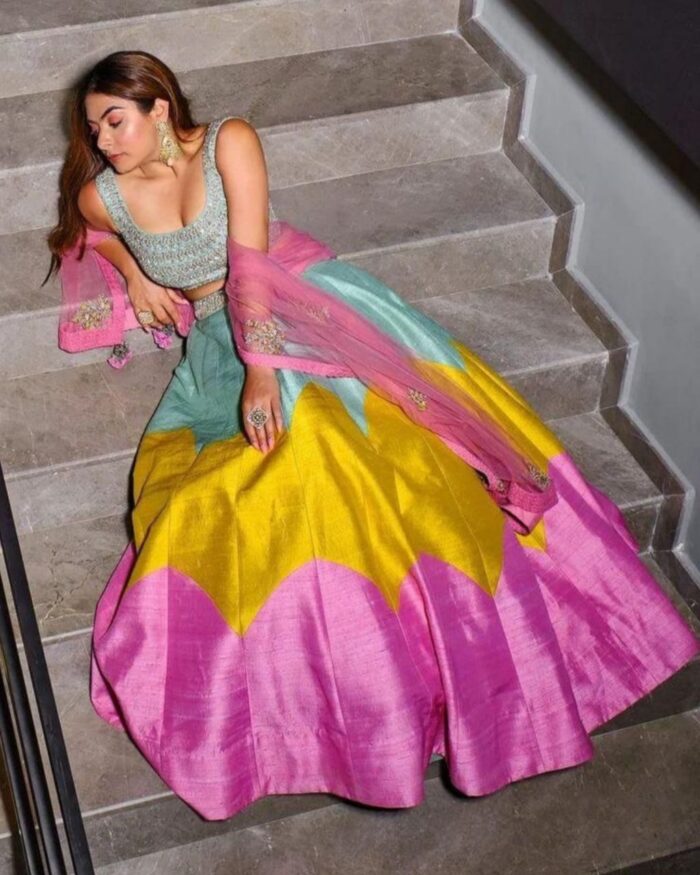 Designer Tapeta Silk Multi Colour Printed Work Lehenga choli with dupatta