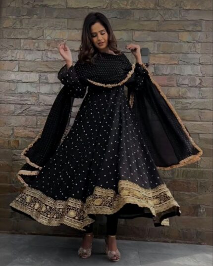 Elegant Georgette With Sequence Work Gown Suit With Dupatta
