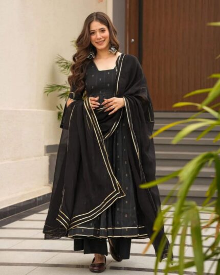 Exclusive Black Georgette Sequence Work Anarkali Suit With Dupatta