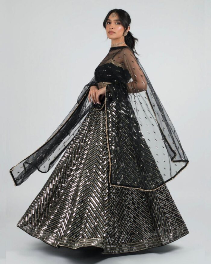 Exclusive Black Premium Georgette Zari Work Lehenga Choli With Dupatta