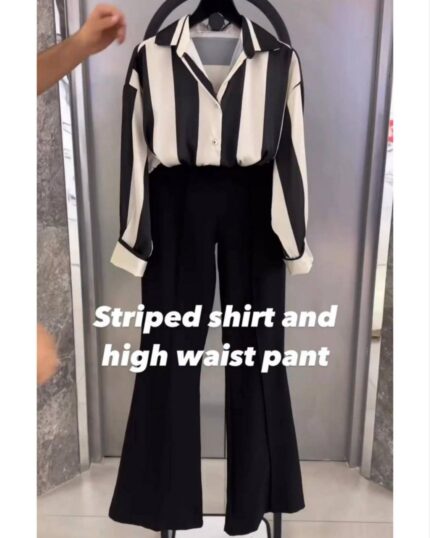 Exclusive Black & White Printed Shirt With Pant